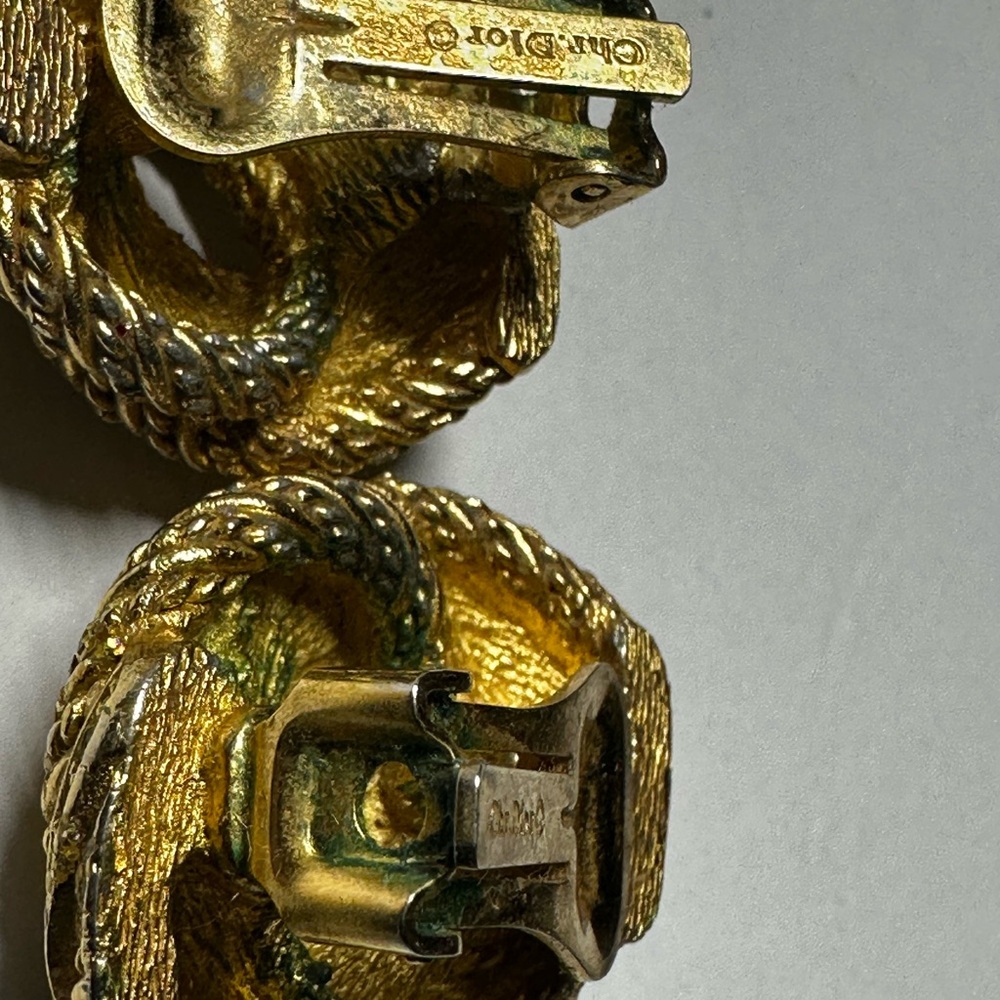 Vintage Christian Dior knotted rope Clip-On Earrings - - Picture 4 of 8